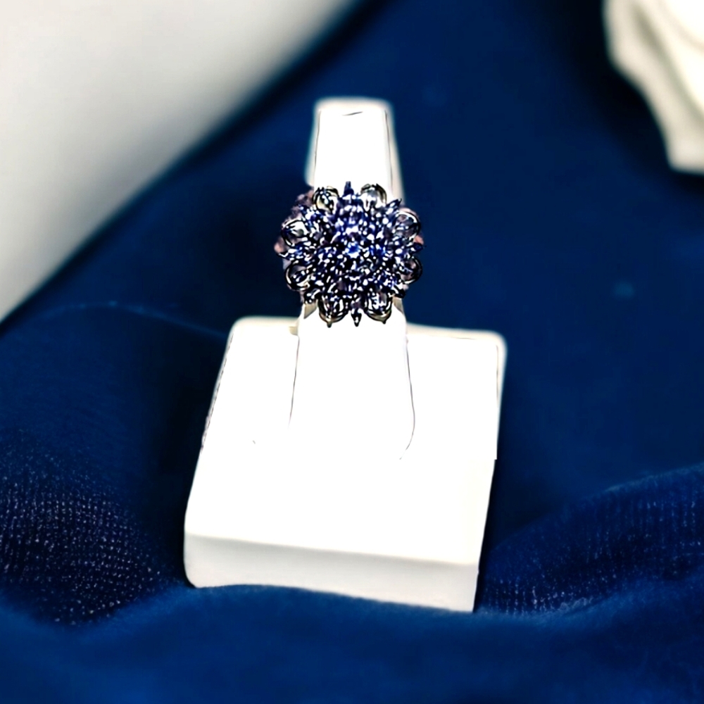 Ice Blue Cluster Ring - image 1